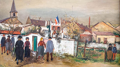 Maurice Utrillo - La Mairie au drapeau ( 1924 ) Huile sur toile 
